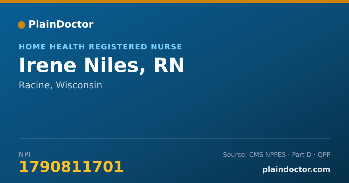 Shareable card for Irene Niles, RN - Home Health Registered Nurse, Racine, WI