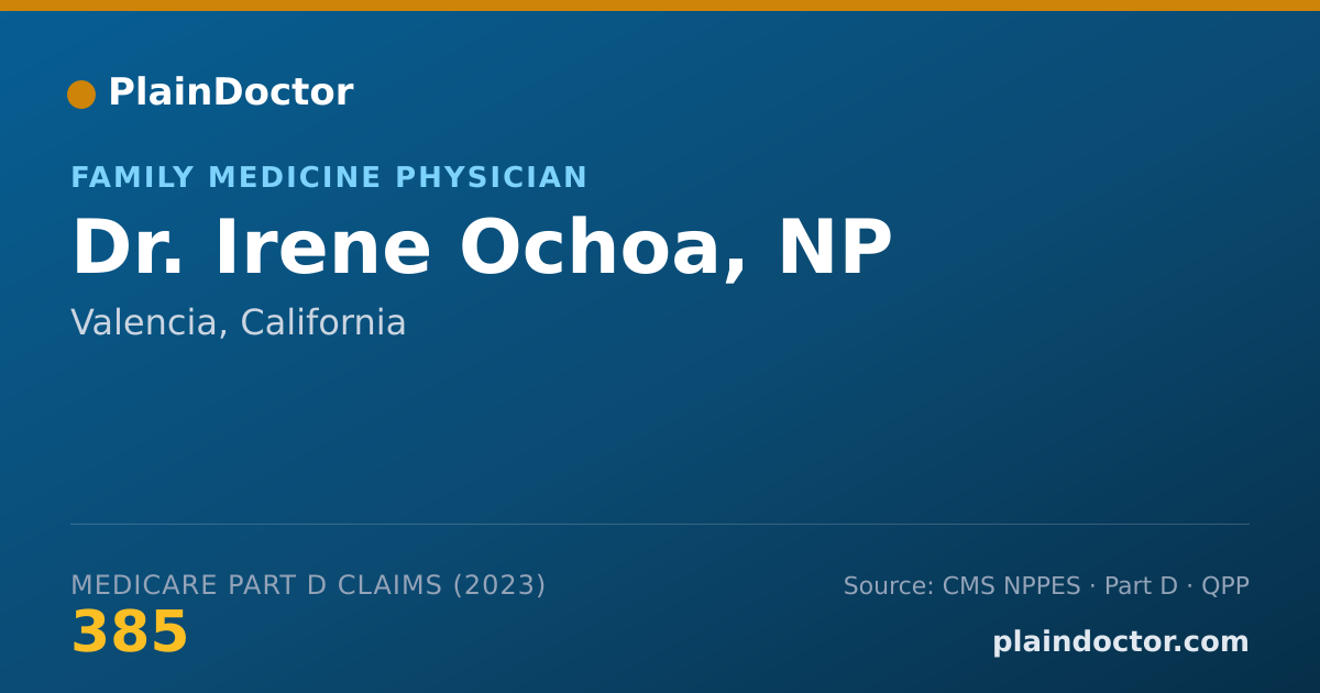 Shareable card for Irene Ochoa, NP - Family Medicine Physician, Valencia, CA
