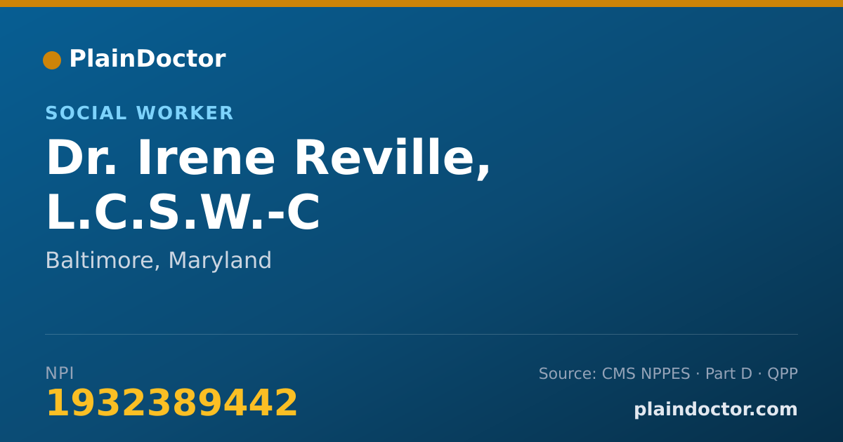 Shareable card for Irene Reville, L.C.S.W.-C - Social Worker, Baltimore, MD