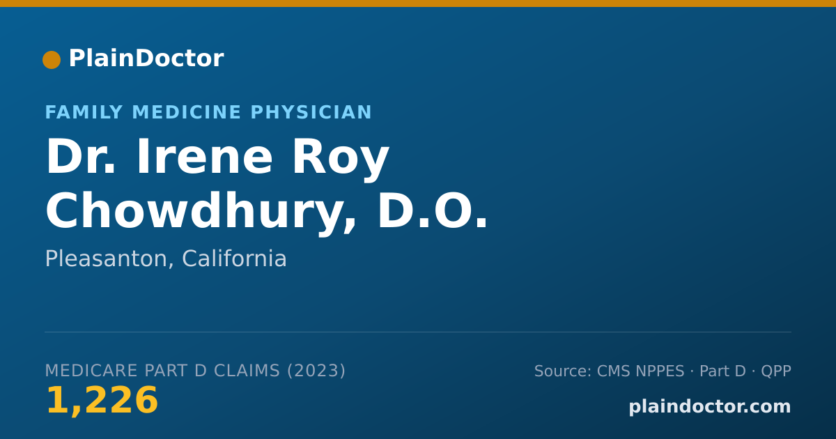 Shareable card for Irene Roy Chowdhury, D.O. - Family Medicine Physician, Pleasanton, CA