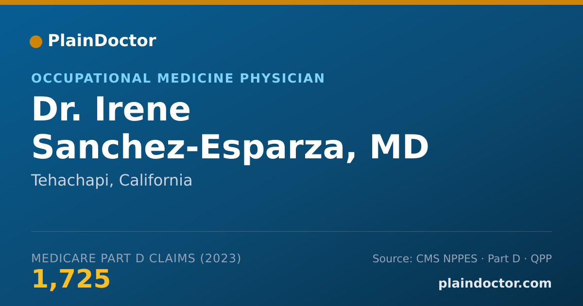Shareable card for Irene Sanchez-Esparza, MD - Occupational Medicine Physician, Tehachapi, CA