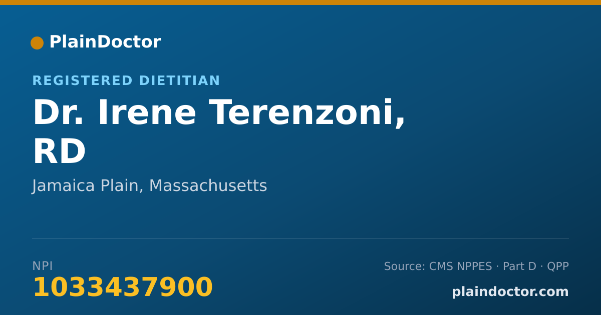 Shareable card for Irene Terenzoni, RD - Registered Dietitian, Jamaica Plain, MA