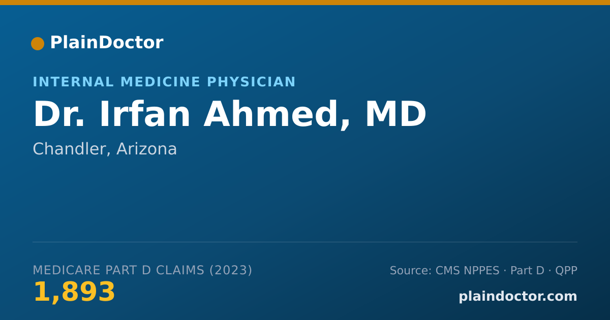 Shareable card for Irfan Ahmed, MD - Internal Medicine Physician, Chandler, AZ