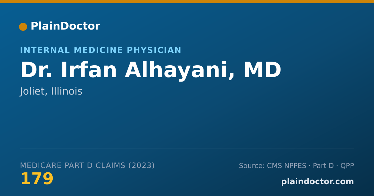 Shareable card for Irfan Alhayani, MD - Internal Medicine Physician, Joliet, IL