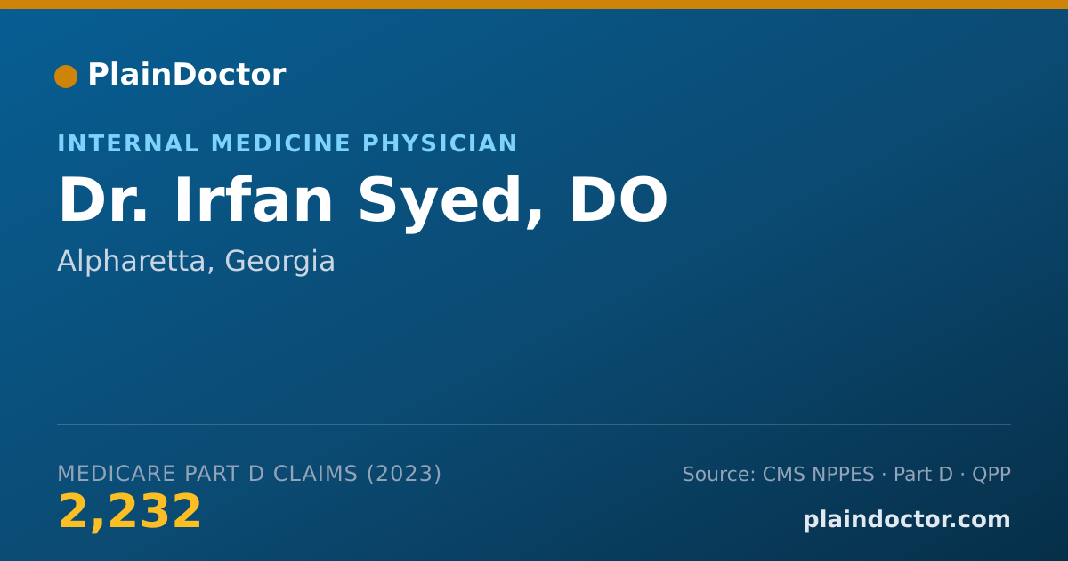 Shareable card for Irfan Syed, DO - Internal Medicine Physician, Alpharetta, GA