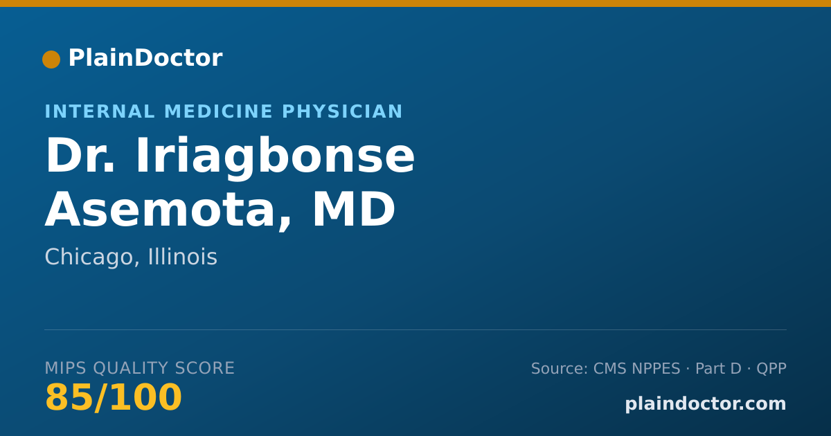 Shareable card for Iriagbonse Asemota, MD - Internal Medicine Physician, Chicago, IL