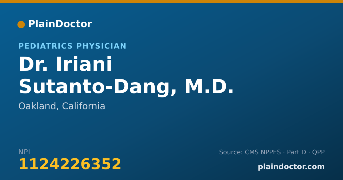Shareable card for Iriani Sutanto-Dang, M.D. - Pediatrics Physician, Oakland, CA