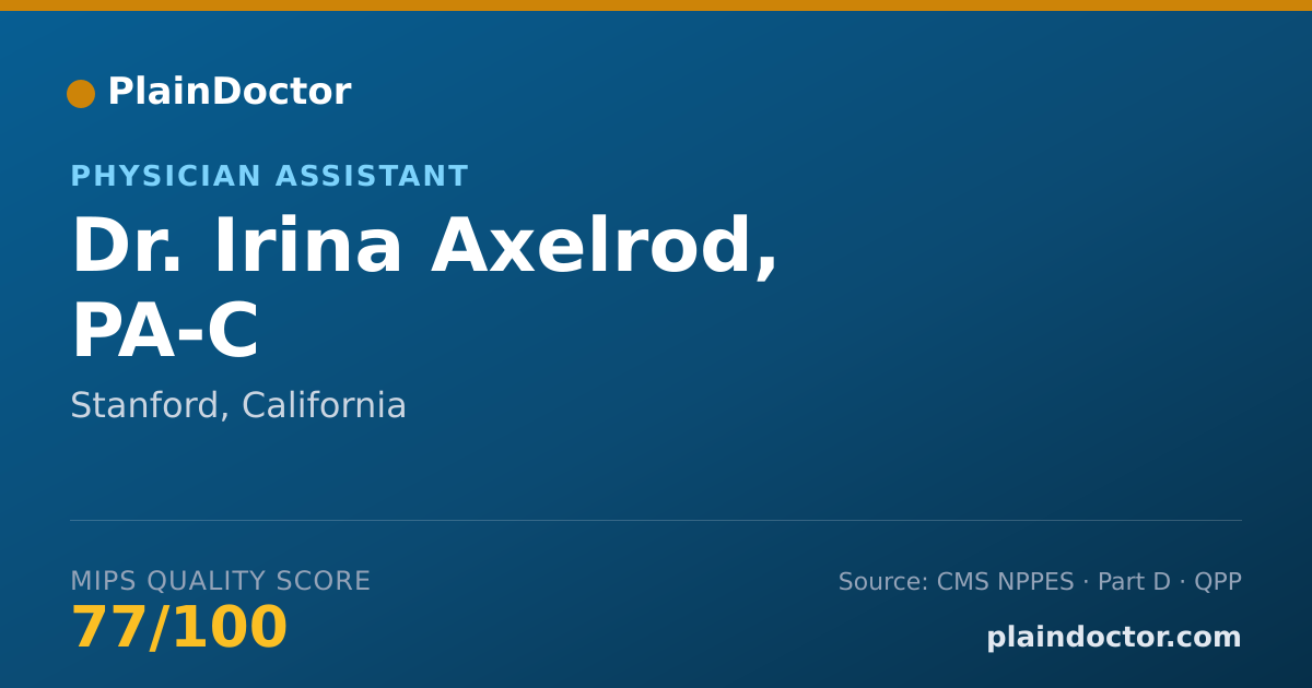 Shareable card for Irina Axelrod, PA-C - Physician Assistant, Stanford, CA