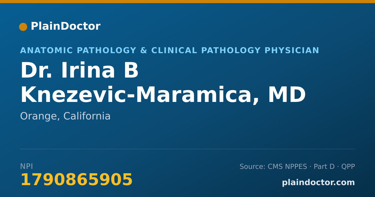 Shareable card for Irina B Knezevic-Maramica, MD - Anatomic Pathology & Clinical Pathology Physician, Orange, CA