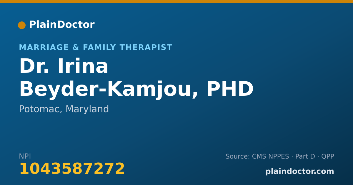 Shareable card for Irina Beyder-Kamjou, PHD - Marriage & Family Therapist, Potomac, MD