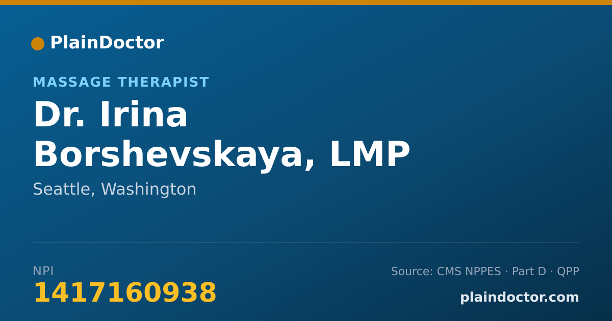 Shareable card for Irina Borshevskaya, LMP - Massage Therapist, Seattle, WA