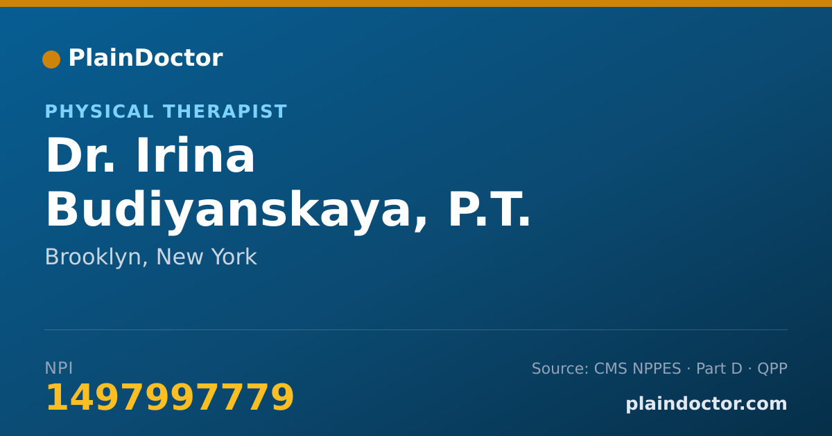Shareable card for Irina Budiyanskaya, P.T. - Physical Therapist, Brooklyn, NY