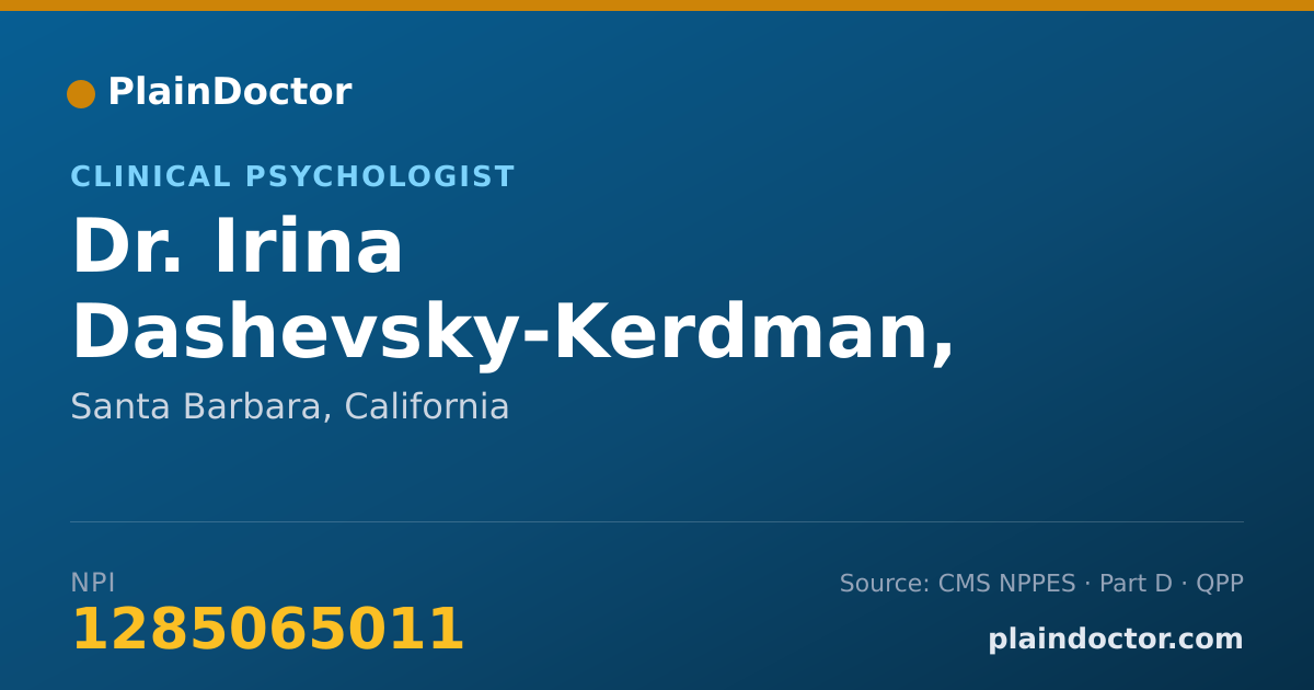 Shareable card for Irina Dashevsky-Kerdman, PH.D - Clinical Psychologist, Santa Barbara, CA