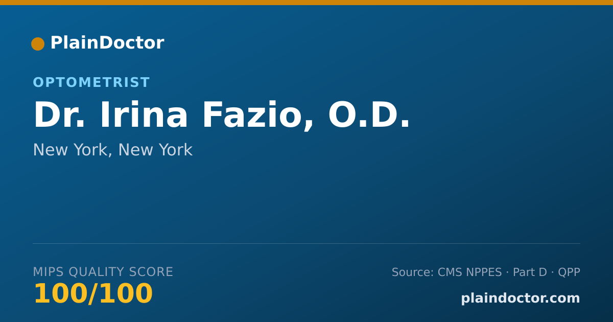 Shareable card for Irina Fazio, O.D. - Optometrist, New York, NY