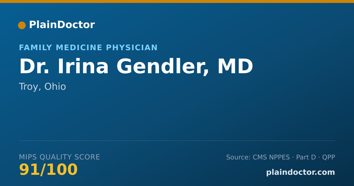 Shareable card for Irina Gendler, MD - Family Medicine Physician, Troy, OH