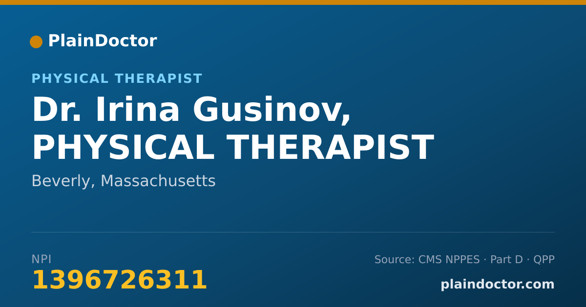 Shareable card for Irina Gusinov, PHYSICAL THERAPIST - Physical Therapist, Beverly, MA