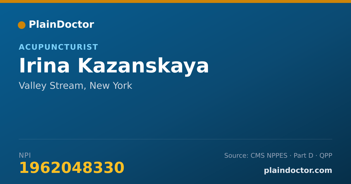 Shareable card for Irina Kazanskaya - Acupuncturist, Valley Stream, NY