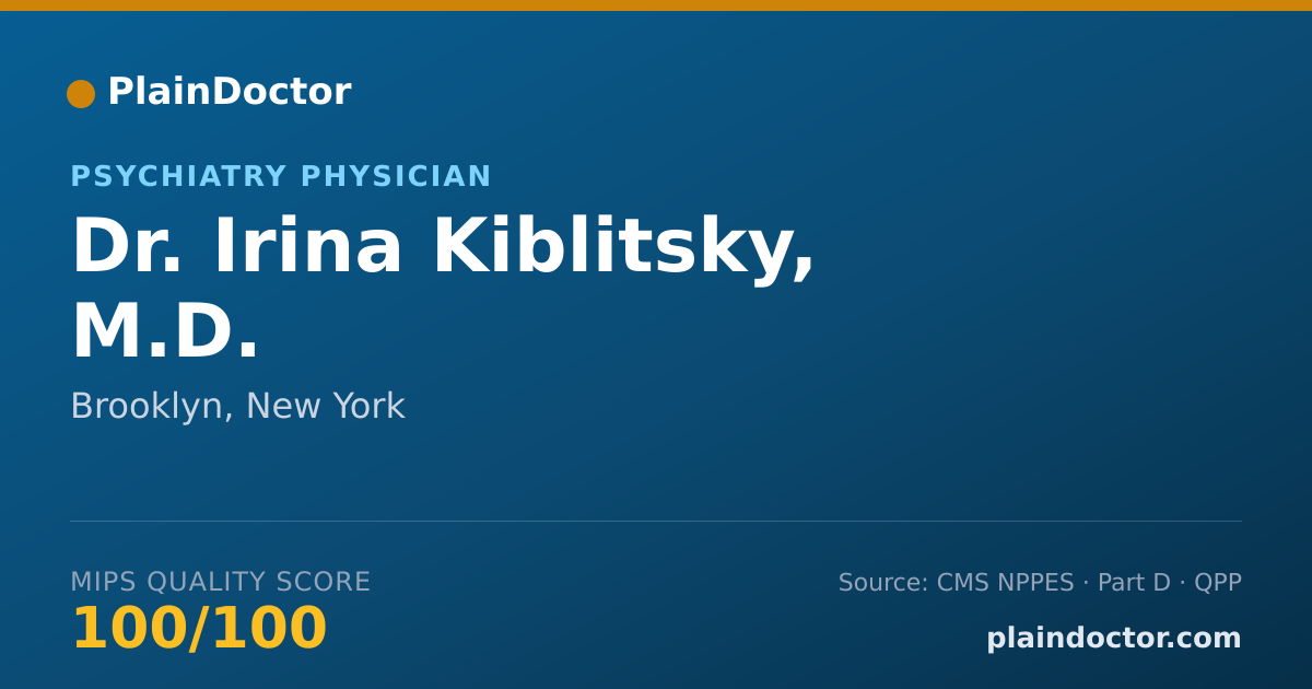 Shareable card for Irina Kiblitsky, M.D. - Psychiatry Physician, Brooklyn, NY