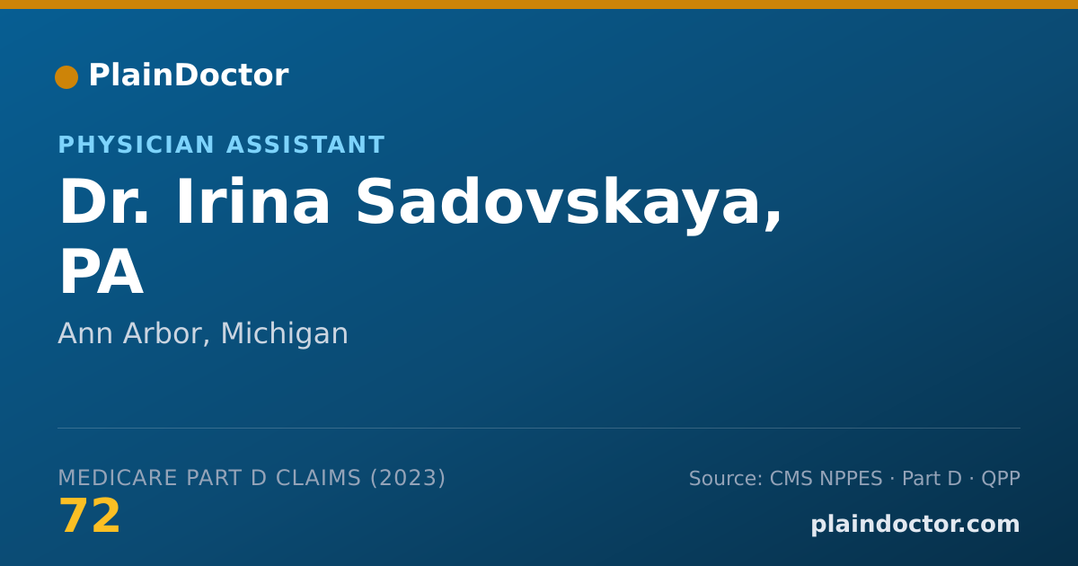 Shareable card for Irina Sadovskaya, PA - Physician Assistant, Ann Arbor, MI