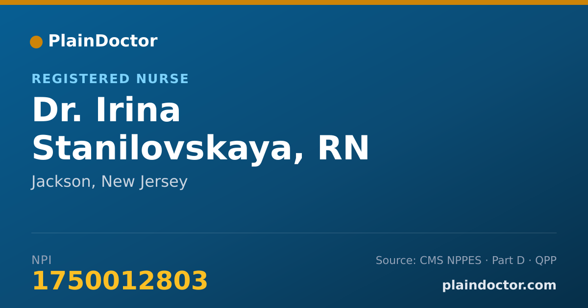 Shareable card for Irina Stanilovskaya, RN - Registered Nurse, Jackson, NJ