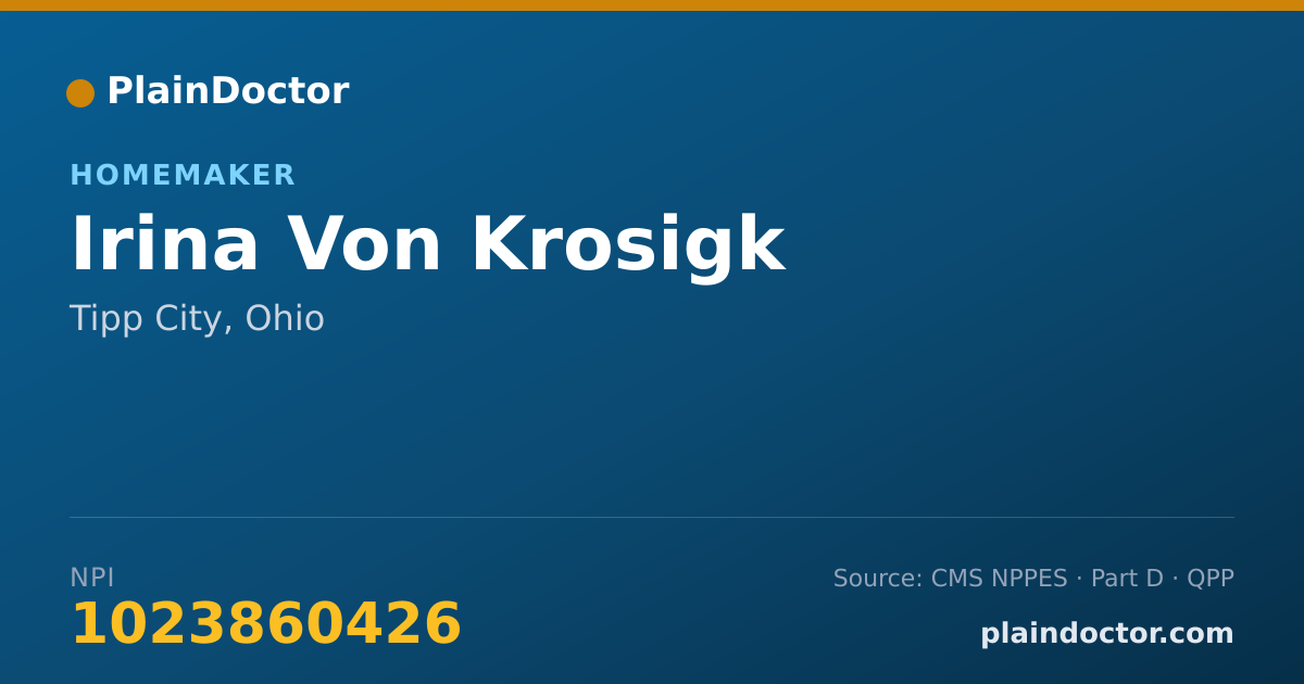 Shareable card for Irina Von Krosigk - Homemaker, Tipp City, OH
