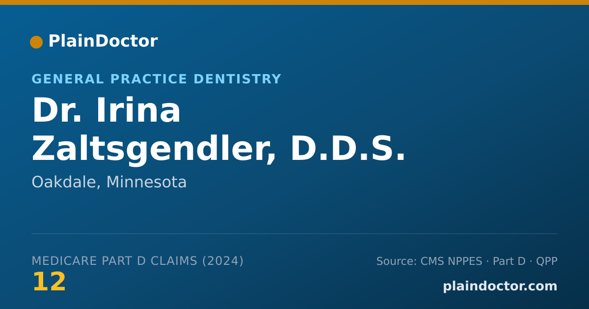 Shareable card for Irina Zaltsgendler, D.D.S. - General Practice Dentistry, Oakdale, MN