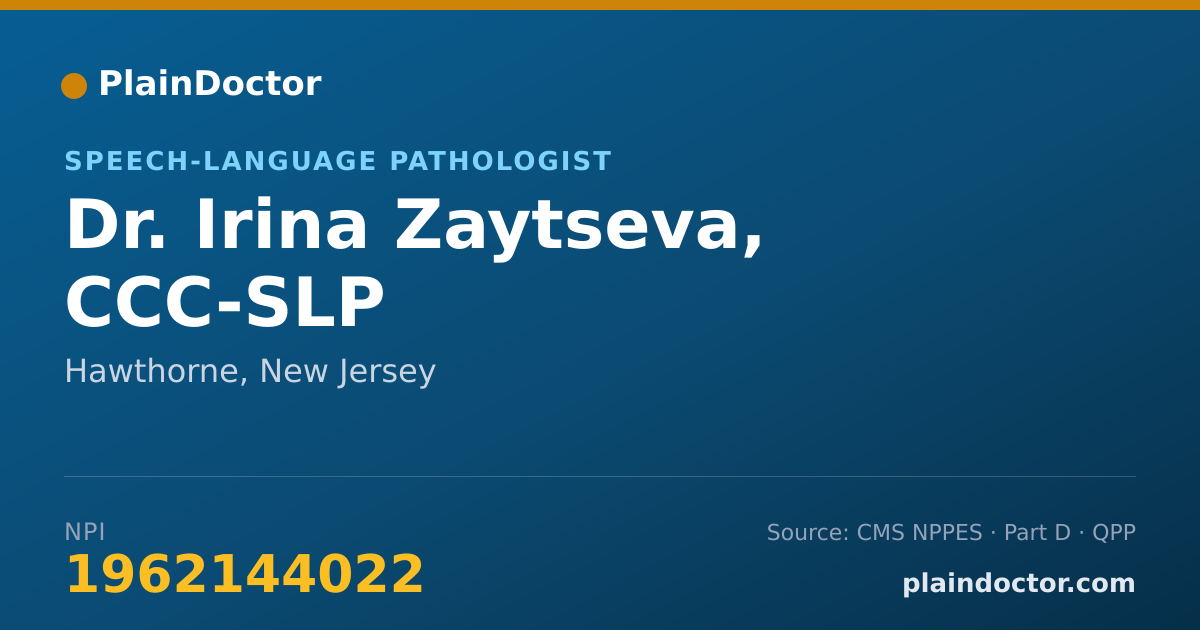 Shareable card for Irina Zaytseva, CCC-SLP - Speech-Language Pathologist, Hawthorne, NJ