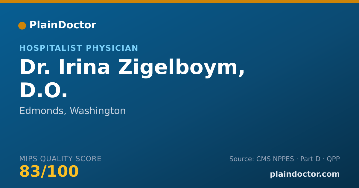 Shareable card for Irina Zigelboym, D.O. - Hospitalist Physician, Edmonds, WA
