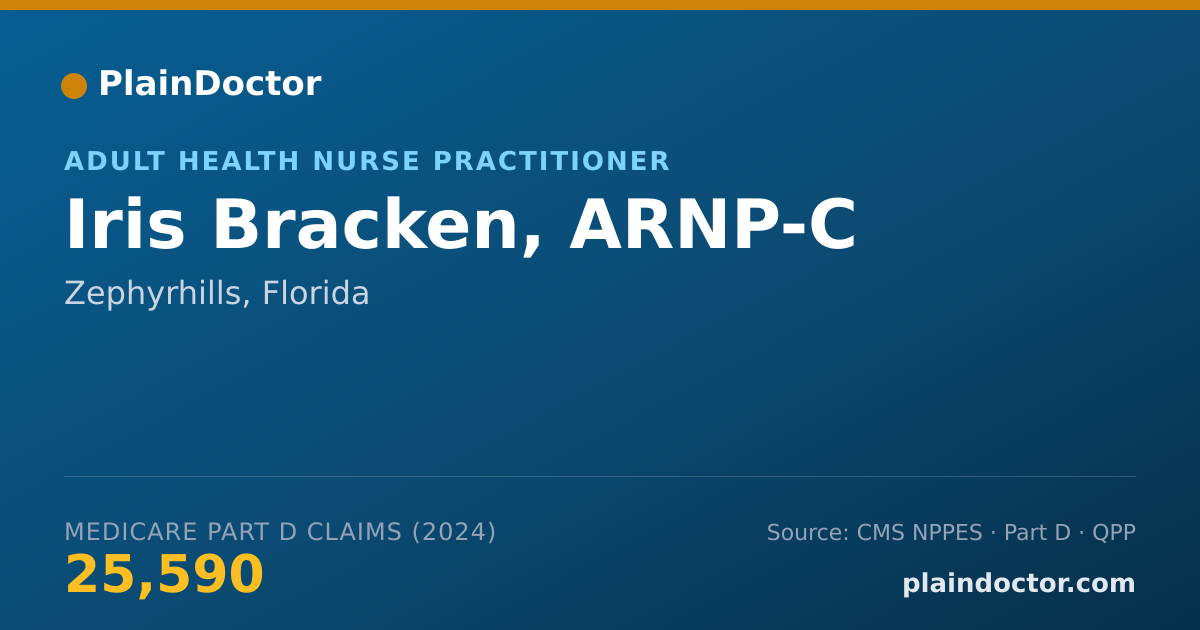 Shareable card for Iris Bracken, ARNP-C - Adult Health Nurse Practitioner, Zephyrhills, FL