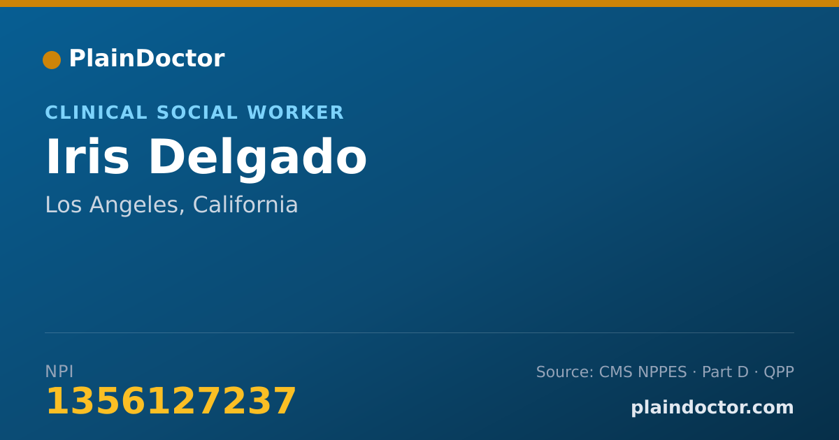 Shareable card for Iris Delgado - Clinical Social Worker, Los Angeles, CA