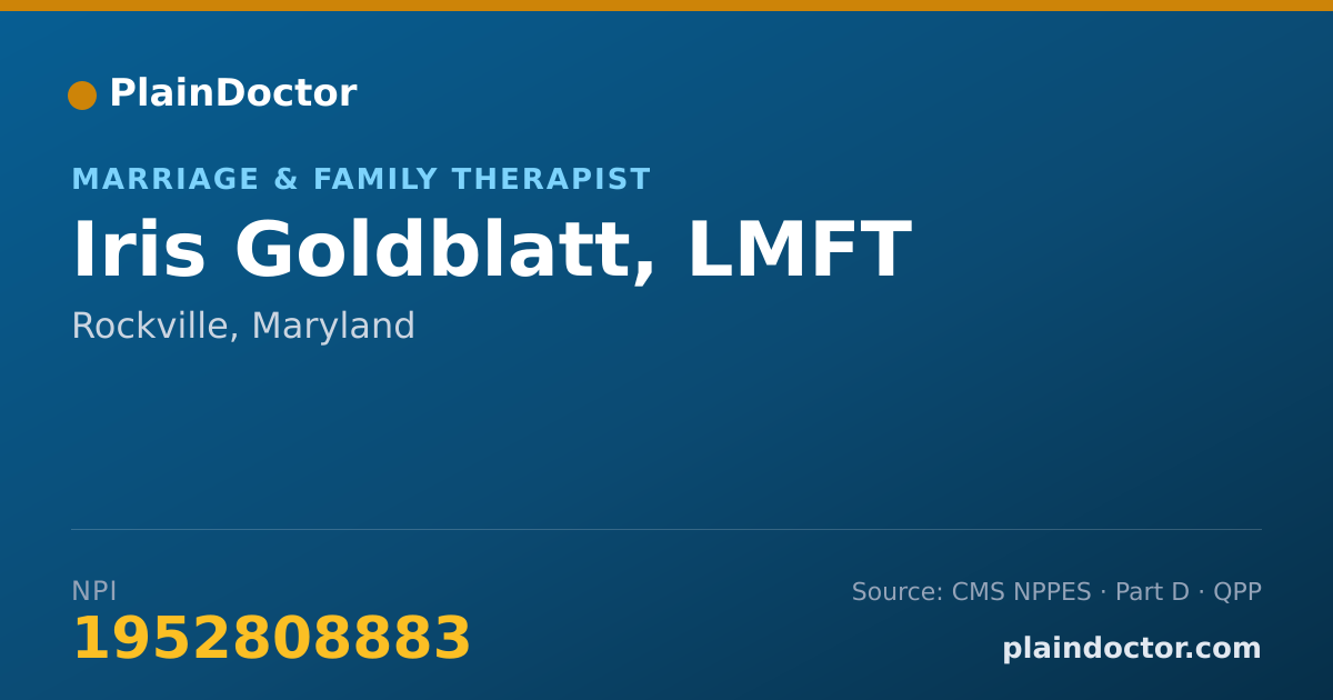Shareable card for Iris Goldblatt, LMFT - Marriage & Family Therapist, Rockville, MD