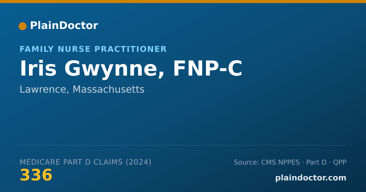 Shareable card for Iris Gwynne, FNP-C - Family Nurse Practitioner, Lawrence, MA