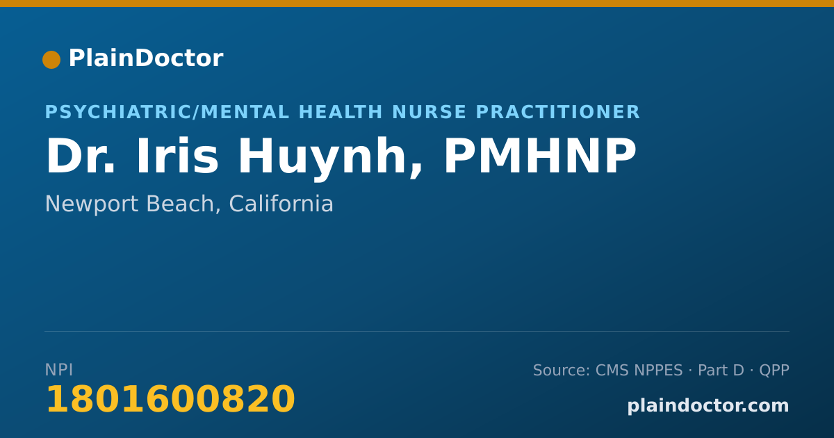 Shareable card for Iris Huynh, PMHNP - Psychiatric/Mental Health Nurse Practitioner, Newport Beach, CA