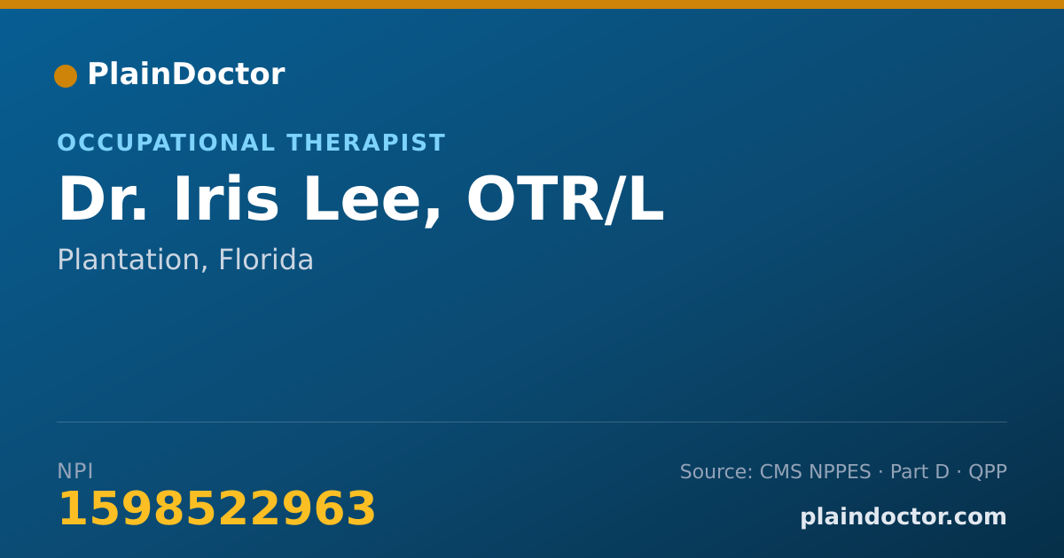 Shareable card for Iris Lee, OTR/L - Occupational Therapist, Plantation, FL
