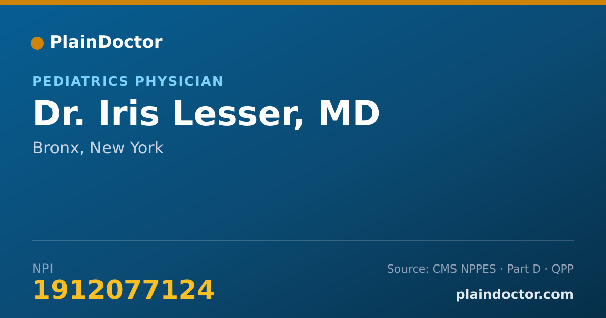 Shareable card for Iris Lesser, MD - Pediatrics Physician, Bronx, NY