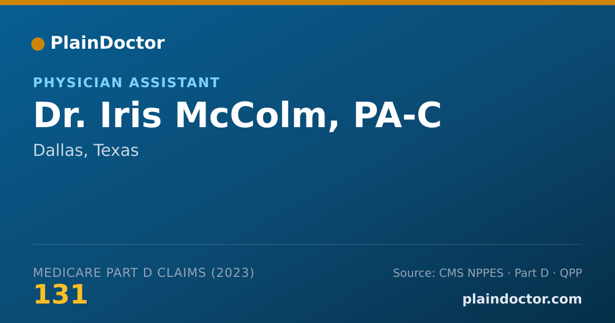 Shareable card for Iris McColm, PA-C - Physician Assistant, Dallas, TX