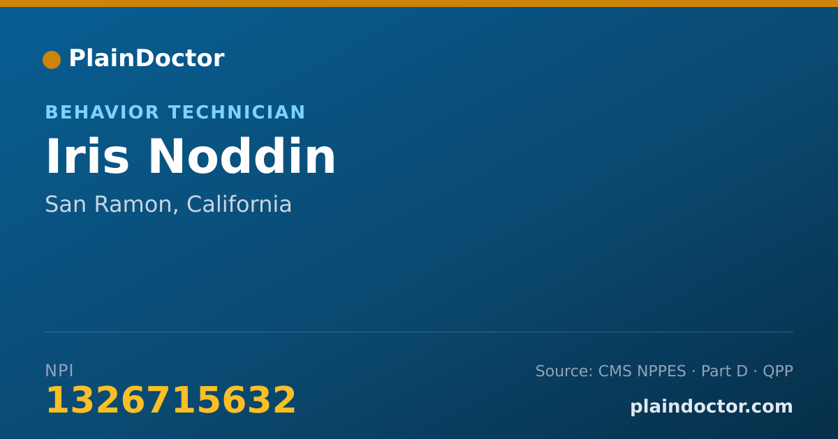 Shareable card for Iris Noddin - Behavior Technician, San Ramon, CA