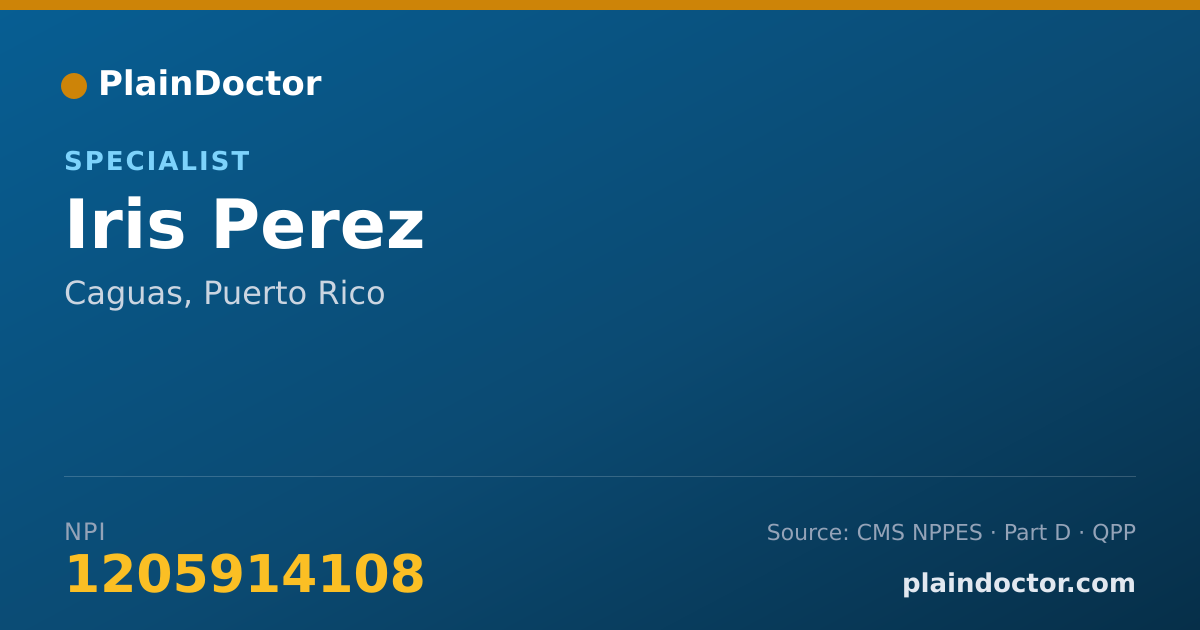 Shareable card for Iris Perez - Specialist, Caguas, PR