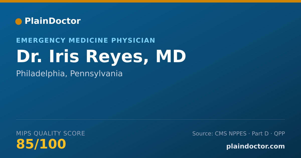Shareable card for Iris Reyes, MD - Emergency Medicine Physician, Philadelphia, PA