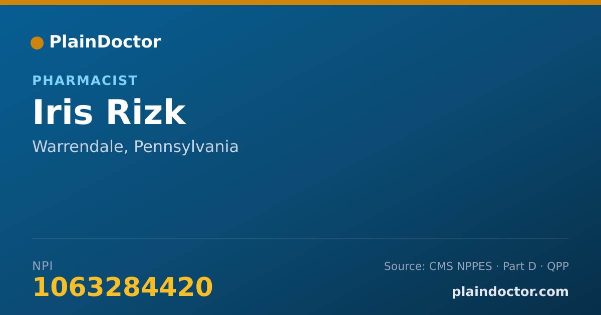 Shareable card for Iris Rizk - Pharmacist, Warrendale, PA