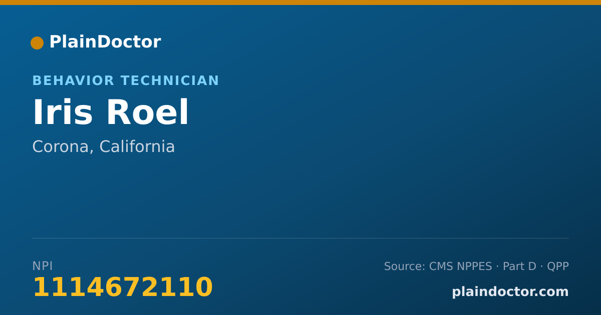Shareable card for Iris Roel - Behavior Technician, Corona, CA