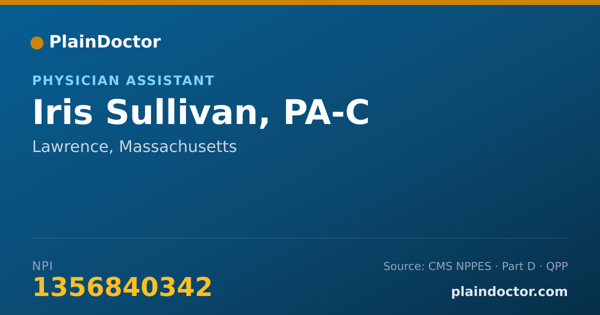 Shareable card for Iris Sullivan, PA-C - Physician Assistant, Lawrence, MA