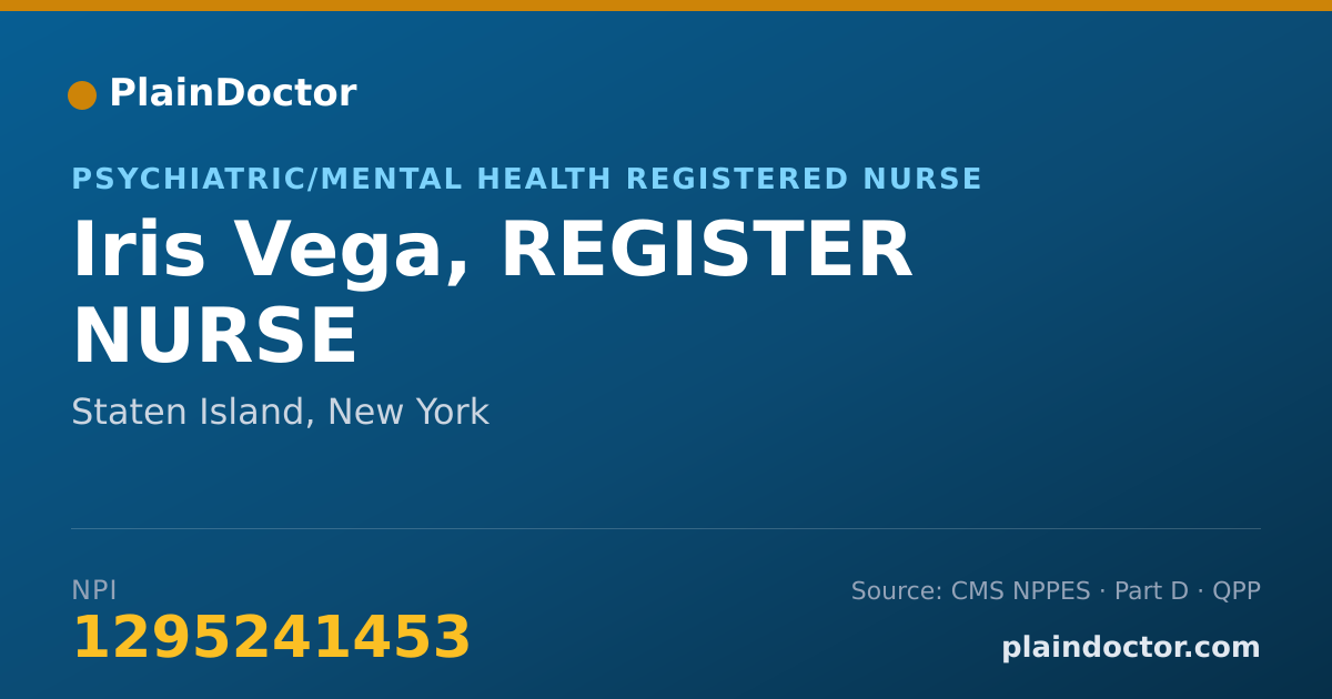 Shareable card for Iris Vega, REGISTER NURSE - Psychiatric/Mental Health Registered Nurse, Staten Island, NY