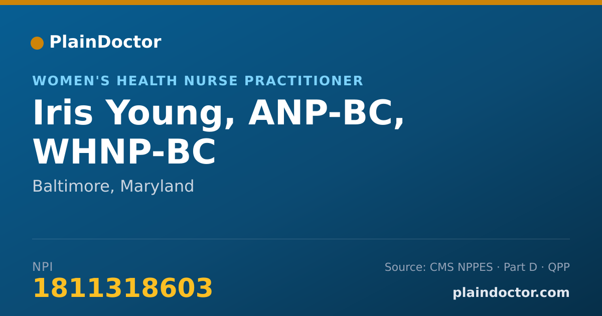 Shareable card for Iris Young, ANP-BC, WHNP-BC - Women's Health Nurse Practitioner, Baltimore, MD
