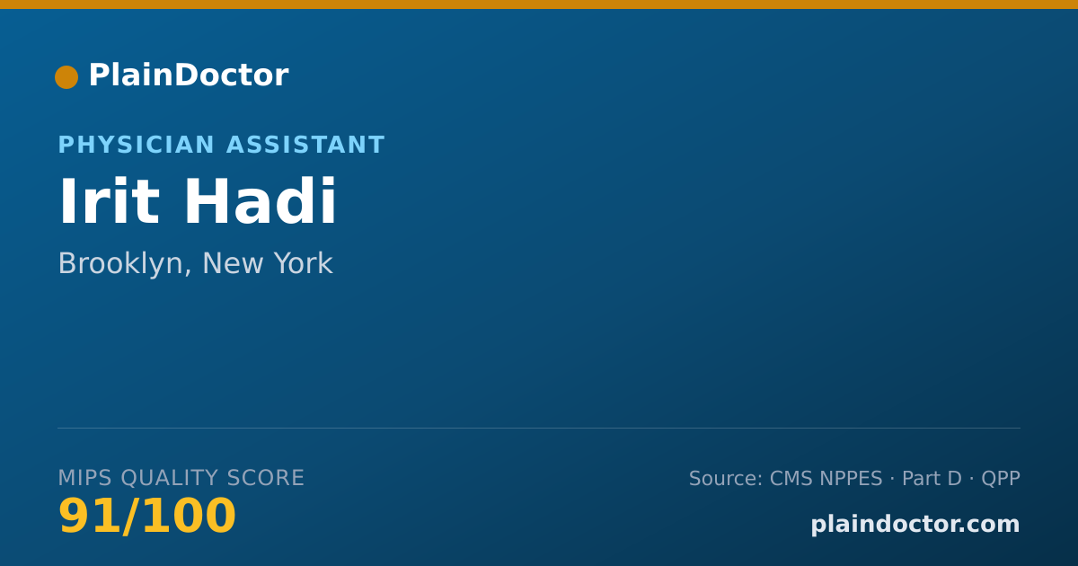 Shareable card for Irit Hadi - Physician Assistant, Brooklyn, NY