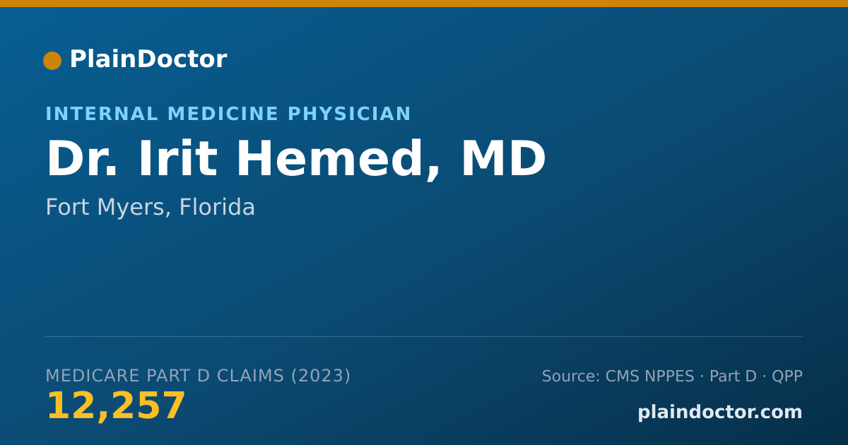 Shareable card for Irit Hemed, MD - Internal Medicine Physician, Fort Myers, FL