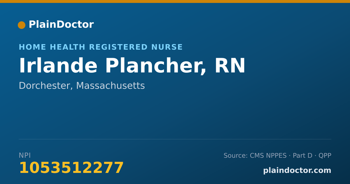 Shareable card for Irlande Plancher, RN - Home Health Registered Nurse, Dorchester, MA