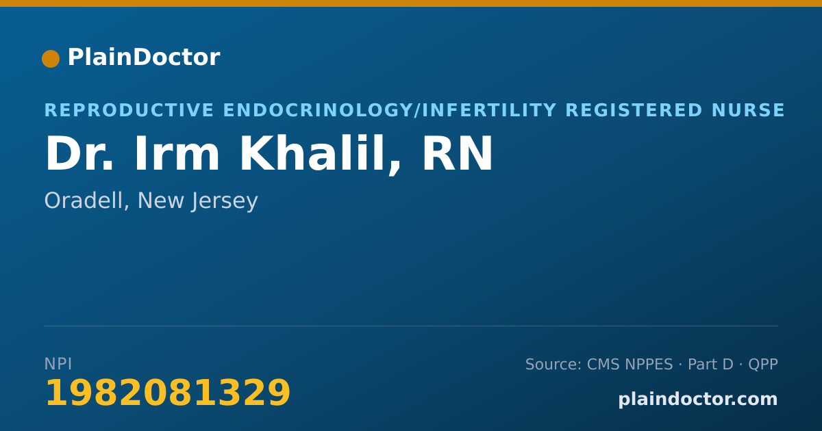 Shareable card for Irm Khalil, RN - Reproductive Endocrinology/Infertility Registered Nurse, Oradell, NJ