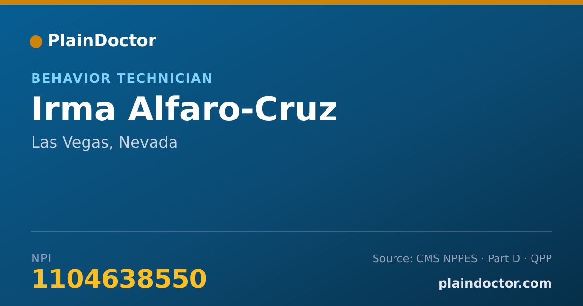 Shareable card for Irma Alfaro-Cruz - Behavior Technician, Las Vegas, NV