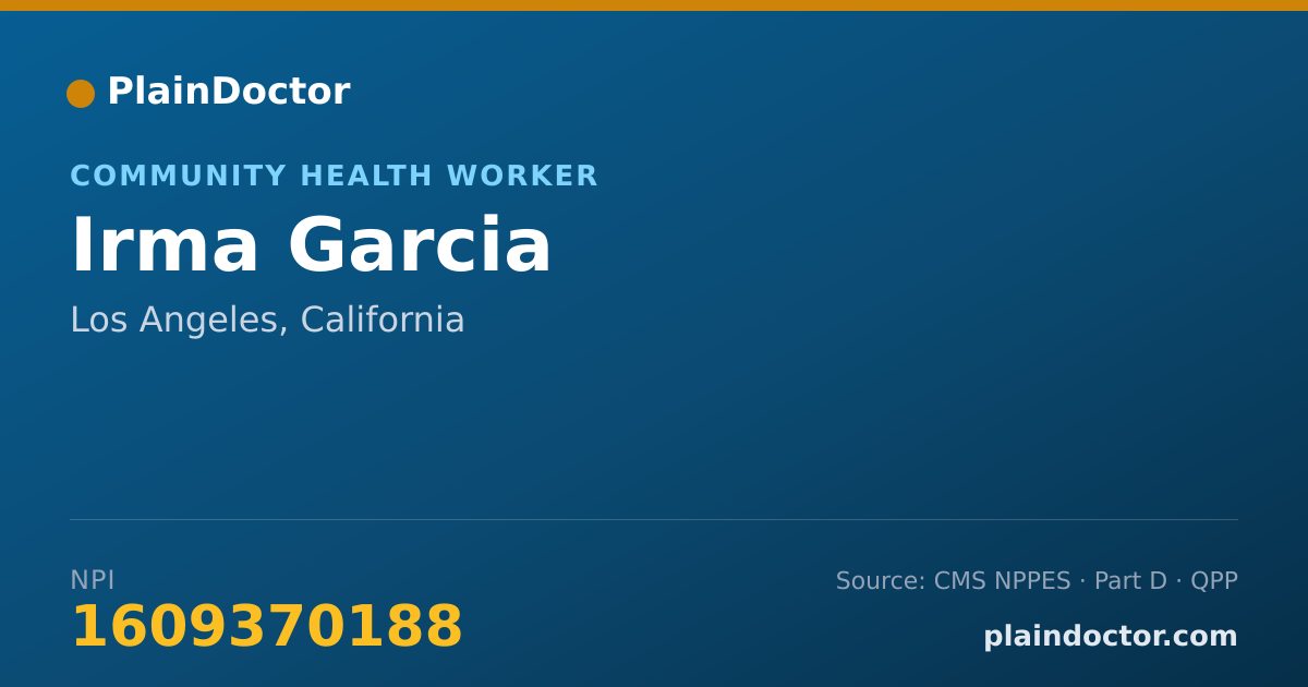 Shareable card for Irma Garcia - Community Health Worker, Los Angeles, CA